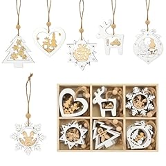 24pcs wooden christmas for sale  Delivered anywhere in UK