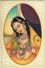 Indian Miniature Painting Kashmir Lady Handmade Watercolor for sale  Delivered anywhere in Canada