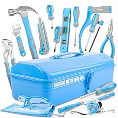 Hi-Spec 33pc Blue Beginner Tool Kit Set & Metal Box., used for sale  Delivered anywhere in UK