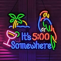Ultrathin LED Neon Sign Art Wall Lights for Beer Bar Club Bedroom Windows Glass Hotel Pub Cafe Wedding Birthday Party Gifts (It's 5:00 Some Where & Parrot) for sale  Delivered anywhere in Canada