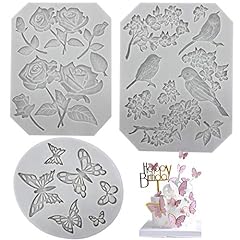 3 Pack Butterfly Rose Flower Stems Birds Blossoms Silicone for sale  Delivered anywhere in USA 