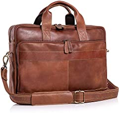 Used, Leather briefcase 18 Inch Laptop Messenger Bags for Men and Women Best Office School College briefcase Satchel Bag for sale  Delivered anywhere in Canada