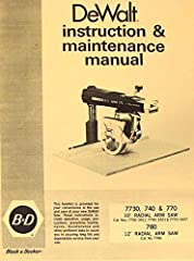 DEWALT 780, 770, 740 10" & 12" Radial Arm Saw Instruction for sale  Delivered anywhere in USA 