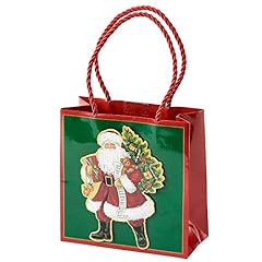 Caspari Lynn Haney Santa Small Square Gift Bag - 4 for sale  Delivered anywhere in USA 