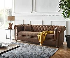 DELIFE Couch Chesterfield Braun 200x88 cm Vintage Optik gebraucht kaufen  Wird an jeden Ort in Deutschland