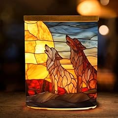 Stained glass wolf for sale  Delivered anywhere in USA 