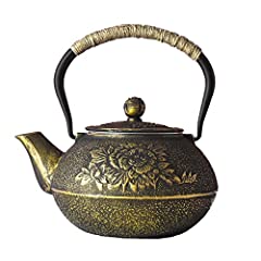 Black and Gold Cast Iron Teapot by Charbrew 1200ml for sale  Delivered anywhere in UK