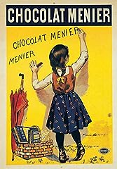 Chocolat Menier Girl Affiche Étain Métal Mur Signe d'occasion  Livré partout en France