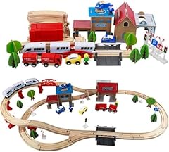 88pcs wooden train for sale  Delivered anywhere in Ireland