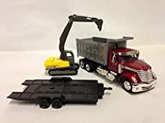 New Ray Toys International Lonestar, Dump Truck w/Excavator, used for sale  Delivered anywhere in USA 