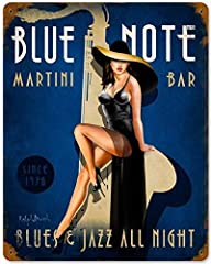 Plaque en métal rétro vintage Pin Up Girl Blue Note d'occasion  Livré partout en France