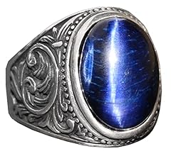 Blue Cats Eye Stone Ring, Men's Ring, 925 Solid Sterling for sale  Delivered anywhere in USA 