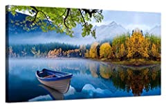 Blue Sky Lake Canvas Wall Art Natural Landscape Painting for sale  Delivered anywhere in Canada