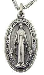 CB Silver Toned Base Oval Virgin Mother Mary Madonna for sale  Delivered anywhere in Canada