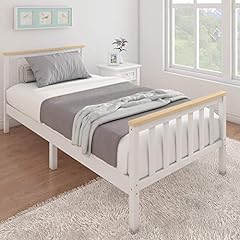 Panana Single Bed Solid Wood Bed Frame 3ft White Wooden for sale  Delivered anywhere in UK