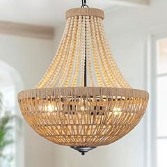 Wood beaded chandelier for sale  Delivered anywhere in USA 