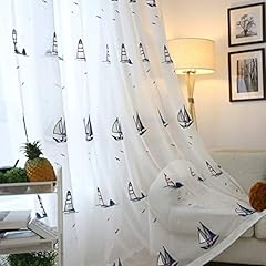 Sailboat embroidered sheer for sale  Delivered anywhere in UK