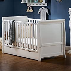 Obaby Stamford Sleigh Classic Cot Bed - White for sale  Delivered anywhere in UK