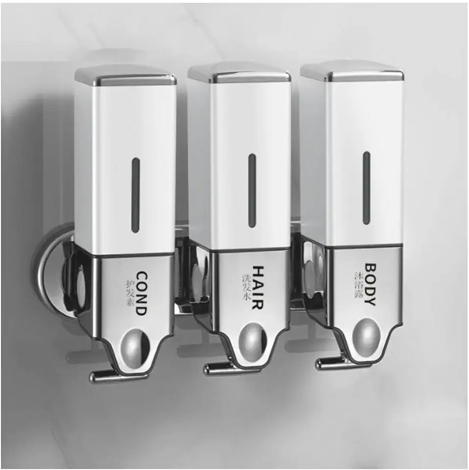 Wandmontage Handmatige trekstang Zeepdispenser Plastic Lotion Dispensers grote capaciteit Douche Dispensers voor badkamer tweedehands  