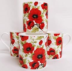 Red poppy mugs for sale  Delivered anywhere in UK