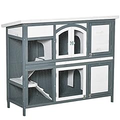 PawHut Two-Tier Wooden Rabbit Hutch Guinea Pig Cage for sale  Delivered anywhere in UK