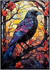 Stained glass crow for sale  Delivered anywhere in USA 