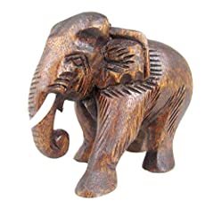 Land of Simple Treasures Hand Carved Wooden Elephant, used for sale  Delivered anywhere in Canada