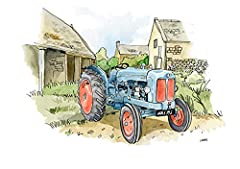 A5 Greeting card - blue Fordson Major tractor for thank, used for sale  Delivered anywhere in Ireland