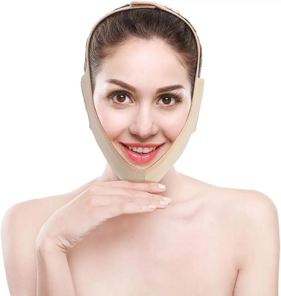 Afslankende gezichtsmasker, geïmporteerde stoffen verlichten dubbele kin afslankende gezichtsmaskers afslankbandages gezichtsriemen voor gewichtsverlies van het gezicht(M) tweedehands  