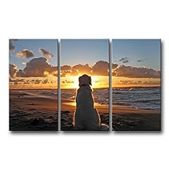 Used, 3 Piece Wall Art Painting Dog Watch in Sunset Pictures for sale  Delivered anywhere in Canada