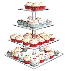 Milaloko Acrylic Cupcake Display Stand, 4 Tier Square for sale  Delivered anywhere in UK