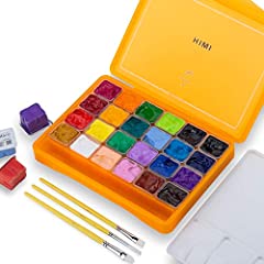 HIMI Gouache Paint Set, 24 Colors x 30ml/1oz with 3 Brushes & a Palette, Unique Jelly Cup Design, Non-Toxic, Guache Paint for Canvas Watercolor Paper - Perfect for Beginners, Students, Artists(Orange) for sale  Delivered anywhere in Canada