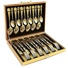 Gold silverware set for sale  Delivered anywhere in USA 
