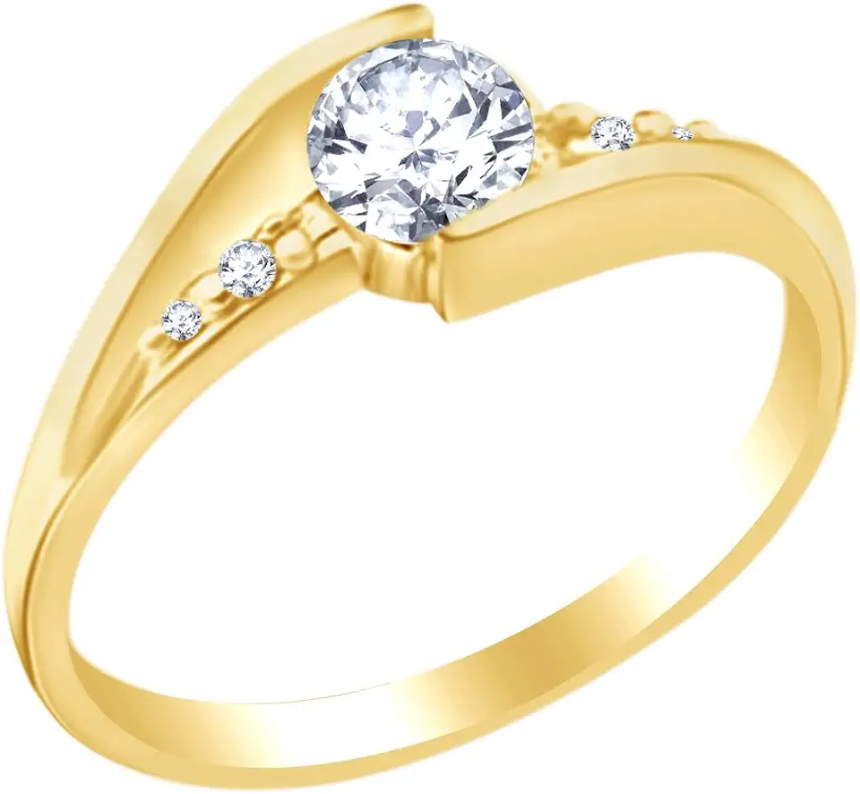 Vakantie Verkoop Ronde Gesneden Wit Zirkonia Bypass Engagement Bruiloft Ring in 18ct Goud Over Sterling Zilver tweedehands  