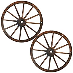 Used, 2PCS 12" Wooden Wagon Wheel, Vintage Wooden Wheel Hanging on Wall, Decorative Wooden Wheel for Bar Garage Garden Farm Coffee Shop Indoor Outdoor for sale  Delivered anywhere in Canada