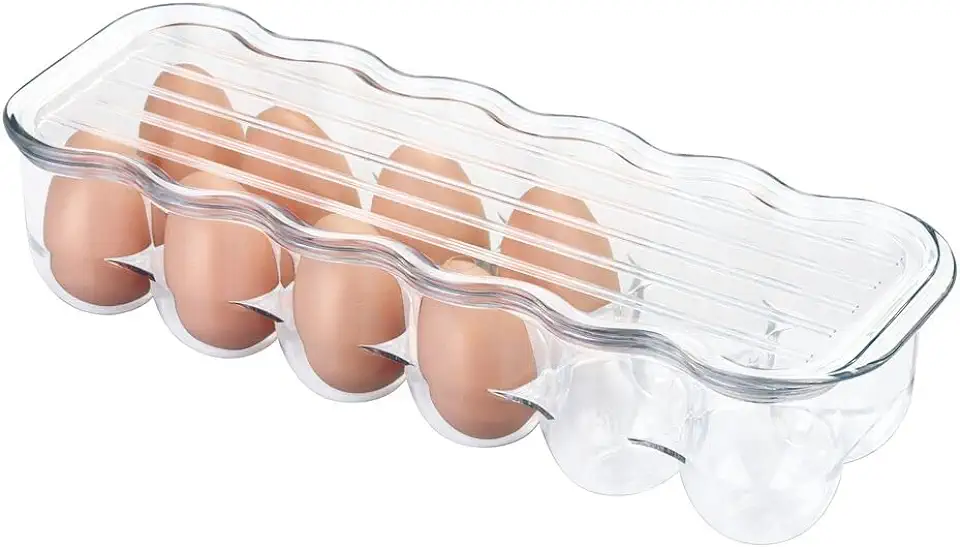 mDesign eierrek voor in de koelkast – praktische eierhouder voor 12 eieren – stapelbare eierdoos met deksel – transparant, gebruikt tweedehands  