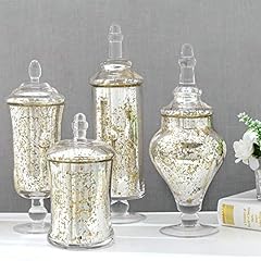 MyGift Decorative Silver Glass Mercury Antique Apothecary Storage Jars/Wedding Candy Serving Canister Containers with Lids, Set of 4 for sale  Delivered anywhere in Canada