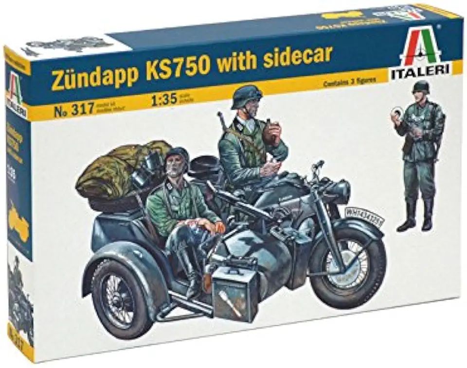 Gebruikt, Italeri 510000317 - figuren - 1:35 motorfiets-span Zündapp KS750 tweedehands  