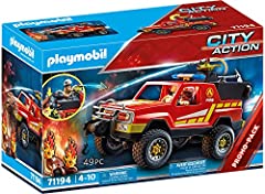 Playmobil City Action 71194 Fuoristrada dei Vigili del Fuoco, Auto dei Pompieri con Lancia Antincendio, Giocattolo per Bambini dai 4 Anni in su, usato usato  Spedito ovunque in Italia 