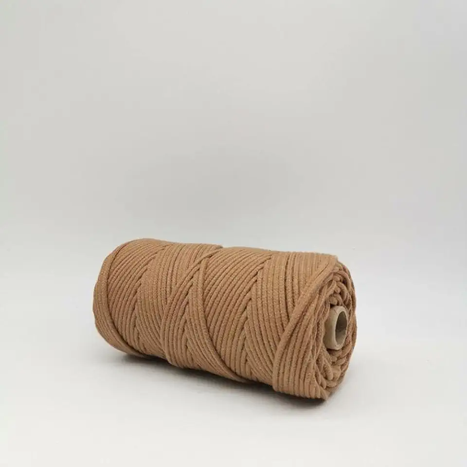 DIY koord-3 mm kleurrijke gevlochten stevige kern katoenen touw voor macrame tas ambachtelijke decoratie plant pot hanger-China, tabak bruin tweedehands  