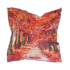Women's Soft Polyester Silk Square Scarf Red Leaf Oil for sale  Delivered anywhere in Canada