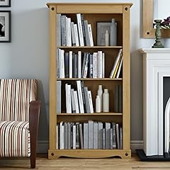 Corona Grey Wax Tall Pine Bookcase 5 Book Shelves Mexican Solid Wood Living Room 