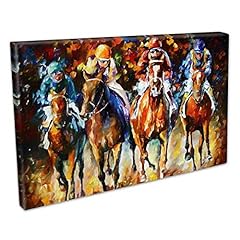 AU8068 - Colourful Horse Racing Canvas Wall Art Framed for sale  Delivered anywhere in UK