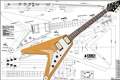 Plan of Gibson Flying V Korina Electric Guitar - Full Scale Print, used for sale  Delivered anywhere in Canada