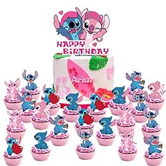 Used, 25pc Pink Lilo and Stitch Cake Toppers, Girl Lilo and for sale  Delivered anywhere in USA 