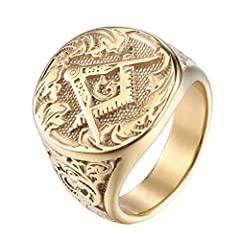 IFUAQZ Men's Masonic Freemason Gold Plated Stainless for sale  Delivered anywhere in USA 
