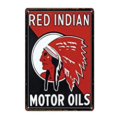 Used, Metal Tin Sign red Indian Motor Oils Bar Pub Home Vintage for sale  Delivered anywhere in Canada