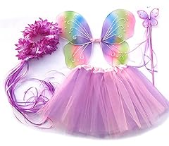 Tante Tina Costume Farfalla per bambina - Vestito farfalla da bimba in 4 pezzi, quali Gonna in tulle, ali, bacchetta e cerchietto - Arcobaleno - Indicato per i bambini da 2 a 8 anni, usato usato  Spedito ovunque in Italia 