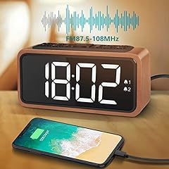 Radio Clock, Large LED Display Wood FM Radio Alarm for sale  Delivered anywhere in Canada