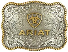 Ariat Men's Rectangle Round Edge Belt Buckle, Silver, for sale  Delivered anywhere in USA 